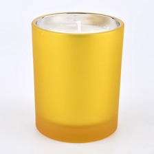China frosted glass candle vessels with metallic silver inside  300ml manufacturer