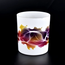 China 8oz cylinder glass candle jars with hand painted manufacturer