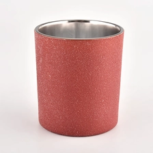 China Red glass candle vessel with metallic silver inside 8 oz jar manufacturer