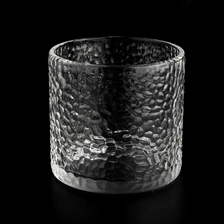 China wholesale glass candle containers with emboss pattern manufacturer