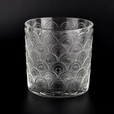 China luxury embossing 3 wicks glass candle jars manufacturer