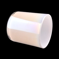 China white iridescent color glass candle holders and containers for wholesale manufacturer
