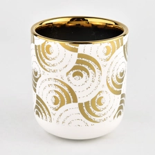 China Round bottom plating patterned ceramic candlestick container wholesale manufacturer