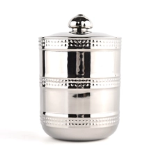China Silver round bottom  ceramic candlestick container wholesale with lid manufacturer