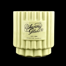 China Green luxury vertical edge ceramic candlestick jar step ceramic cup from Sunny Glassware manufacturer