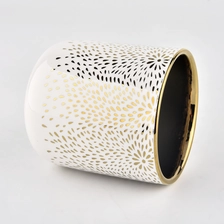 China Round bottom ceramic candlestick container wholesale with dot pattern manufacturer
