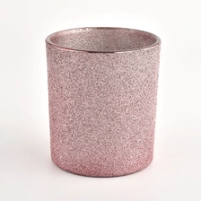 China Customize Empty Pink Frosted Glass Candle Jars Candle Holders Decoration manufacturer