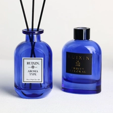 China Oblate Flask Royal Blue diffuser bottle with labels and caps manufacturer