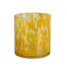China Handmade 500ml 12oz yellow Confetti glass candle jar manufacturer