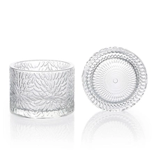 China 9x6.5cm Embossed Candle Glass 7 oz with Glass Lid 