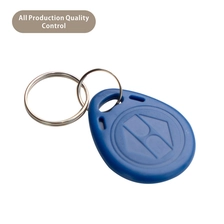China 125KHz LF EM4305 T5577 / 13.56MHz HF F08 RFID Tag Rewritable Keyfob with Keychain manufacturer