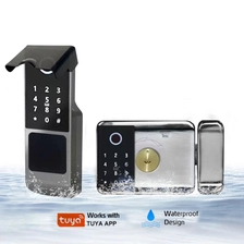 China Bloqueio elétrico de aro de impressão digital dupla face IP66 à prova d'água para exterior bloqueio inteligente biométrico para portão externo fabricante