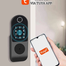 China Fechadura externa com impressão digital dupla face, para portão/porta do pátio, fechadura eletrônica à prova d'água, tuya, fechadura inteligente fabricante