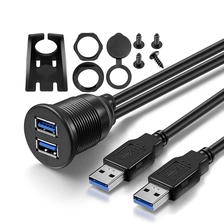 中国 双端口 USB 3.0 公对母车载安装嵌入式防水延长线 制造商