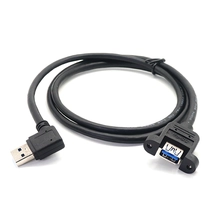 China USB 3.0 Right Angle Male to Female Panel Mount Extension Charging Cable manufacturer