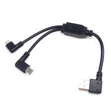 porcelana Cable divisor Y de 90 grados USB A a tipo C y cable de carga macho Micro USB de 5 pines fabricante