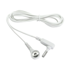 China Factory 4.0mm 90 Degree Banana plug to electrode snap earthing grounding wire ESD therapy electrode cable white manufacturer