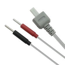 Çin Özelleştirilmiş 2.54mm 2 pinli erkek fişe 2,0mm elektrot pimi kurşun teli tıbbi ekg kablosu | ISO13485 Üretici Dongguan üretici firma