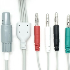 porcelana Cable de fisioterapia con conector macho tipo banana de 4,0 mm, 4 conductores, personalizado, con conector Lemo de plástico | Fabricante de cables Dongguan fabricante