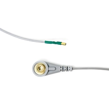 China Custom 1.8mm Round Tube Terminal to 4.0mm Gold Plated Female Snap Medical Therapy Lead Wire manufacturer