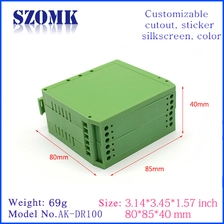 中国 85*80*40毫米AK-DR-100绿色DIN轨外壳，用于PCB围墙，带6个螺丝端子 制造商