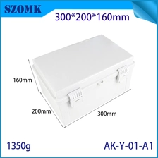 China AK-Y-01A1 With Mounting Plate Power Distribution Box ABS Ip67 Waterproof Electrical Box Hinged Plastic Enclosure 300X200X160MM manufacturer