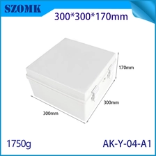 China AK-Y-04A1 Plastic ABS Hinged Cover Electrical Enclosure with Mounting Plate 300X300X170MM manufacturer