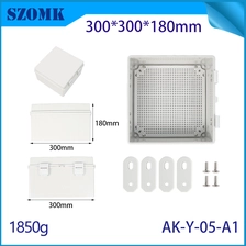 China AK-Y-05A1 Outdoor Distribution Box Terminal Box Plastic Shell Electronic Enclosure Power Box Hinged Cover 300x300x180mm manufacturer