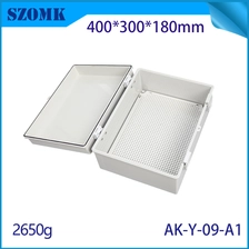 China AK-Y-09A1 Waterproof Box Plastic Ip67 Electrical Hinged Enclosure Switch Box 400x300x180mm manufacturer