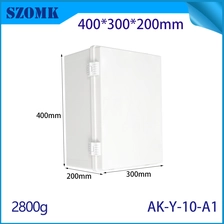 China AK-Y-10A1 Plastic Injection Machine Hinged Door Lock Pole Mounted Electronic Electrical Enclosure Cable Wire Junction Box 400X300X200MM manufacturer