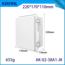 China AK-02-38A1-JK Wall Brackets Hinged Grey Cover ABS Protection Box IP67 Project Electric Enclosure 220X110X170MM manufacturer