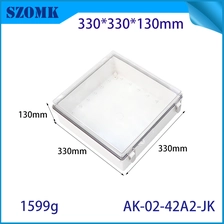 China AK-02-42A2-JK Gray Transparent Cover PC Electrical Junction Box IP67 Waterproof ABS Plastic Power Outdoor Enclosure 330X330X130MM manufacturer