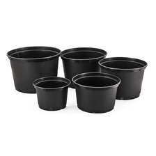 Chine En plein air 1 2 3 5 10 gallons bon marché gros pots de jardin ronds en plastique noir en plastique à vendre fabricant