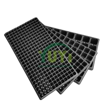 China 32 50 72 98 105 128 162 200 288 Cell Reusable Black Plastic Seed Trays Plant Seedling Nursery Trays manufacturer