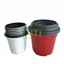 porcelana Macetas y jardineras de plástico para exteriores, redondas, rojas y blancas, para invernadero, vivero, camas elevadas fabricante