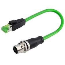 China M12 auf RJ45 4-poliges D-kodiertes Overmoding-Kabel für Schottplatten Hersteller