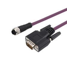 China M12 female to DB-9 male cable shielded PUR black manufacturer