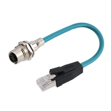 China RJ45 to M12 D-coded Female Panel Mount Cordset manufacturer
