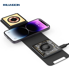 China Carregador sem fio multifuncional qi 3 em 1 dobrável 3 em 1 carregador sem fio magnético magsafe transparente fabricante