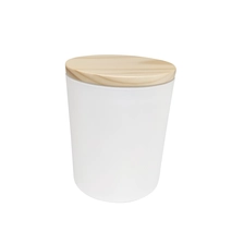 China 12oz white glasss candle jar with wood lid manufacturer