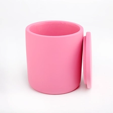 China pink ceramic candle jar with lid manufacturer