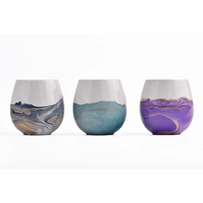 China Oval Shape Ceramic Candle Votive Jars with marble finish manufacturer