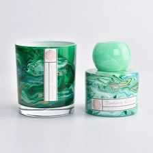 China 8oz glass candle jars with hand painting customized colors manufacturer