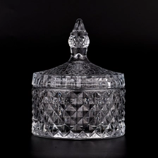 China GEO cut Luxury high white empty glass candle jars with glass lids manufacturer