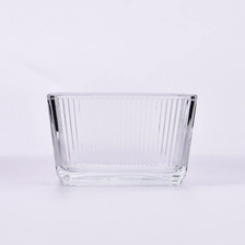 China square glass candle holders with stripes for home decoration manufacturer