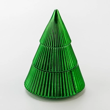 China Green Electroplated metal finished Tree Jars Glass base with lids for candle filling manufacturer