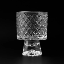 China crystal clear glass jars with GEO cut design for candle filling manufacturer
