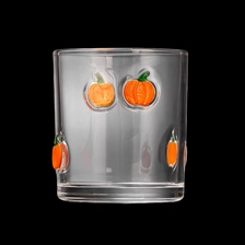 China 3D Pumpkin Embossed Fall Decor Glass Candle Jar manufacturer