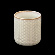 China Vintage Embossed Dot Ceramic Candle Jar Reactive Glaze Straight Cylinder Candle Vessel for Soy Wax Home Decor Gift manufacturer
