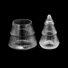 China Christmas tree shaped glass jars with glass lid for candle filling manufacturer